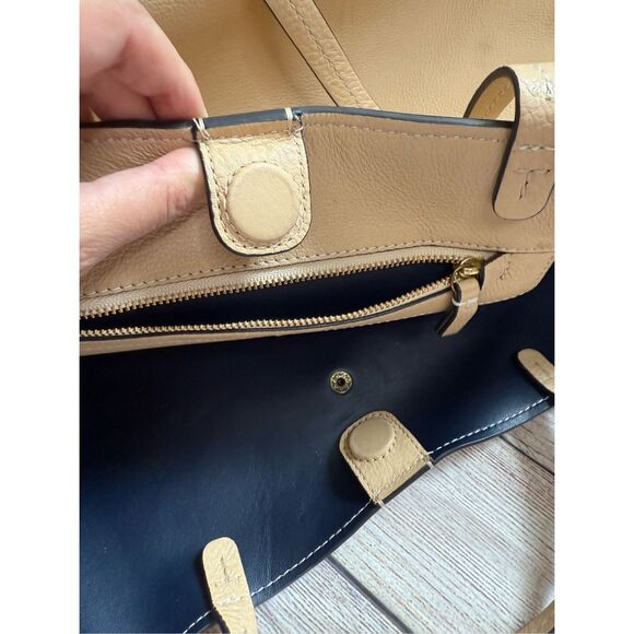 Tory Burch Perforated Tote in‎ Sand Dune Tan Large Oversized Designer - Picture 9 of 16